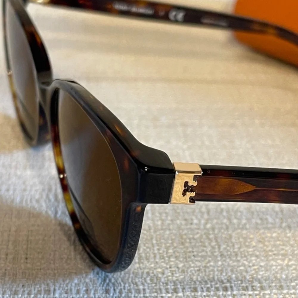 Tory Burch Tortoise Shell Sunglasses with Orange Case